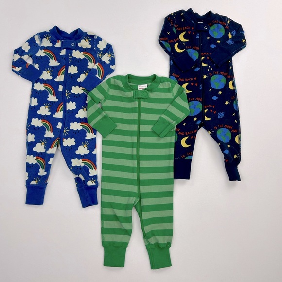 5 Piece Hanna Andersson Zip Up Sleeper Bundle Footless and Footsie 100% Organic - Picture 3 of 4